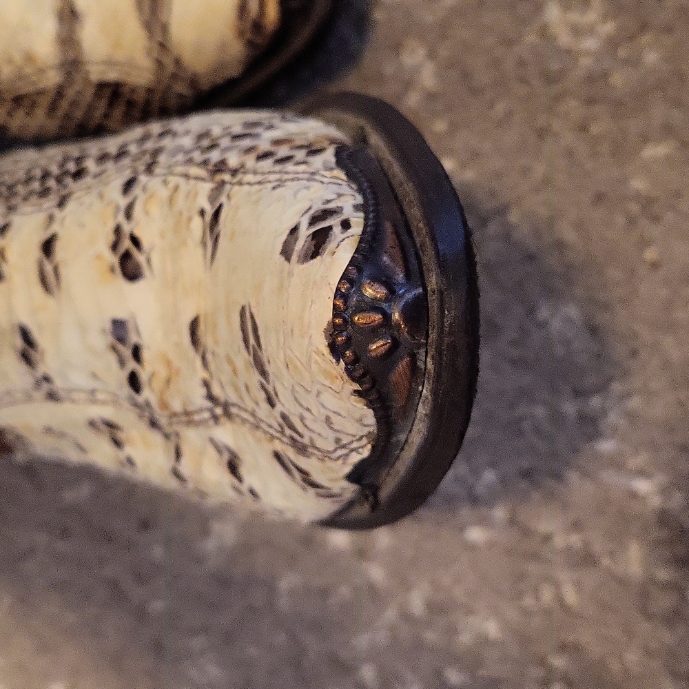 Vintage Dingo Made in the USA Snake Skin Cowboy Boots with Toe Tips - Picture 3 of 16